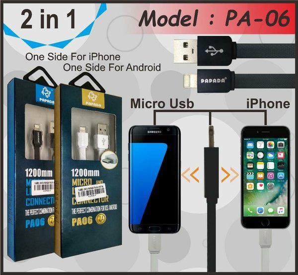 KABEL DATA PAPADA PA 06 (2 IN1) MICRO IPHONE 
