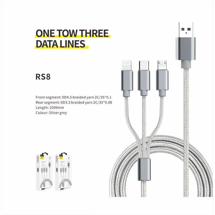 KABEL RESONG 3 IN 1 RS8 (MICRO,IPHONE,TYPE C)