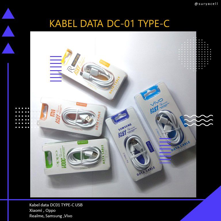 KABEL VOOC BRAND BT-DC01 + PACK TYPE C