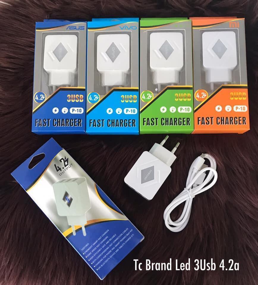 TRAVEL CHARGER BRAND 3 USB 4.2A (P-10)